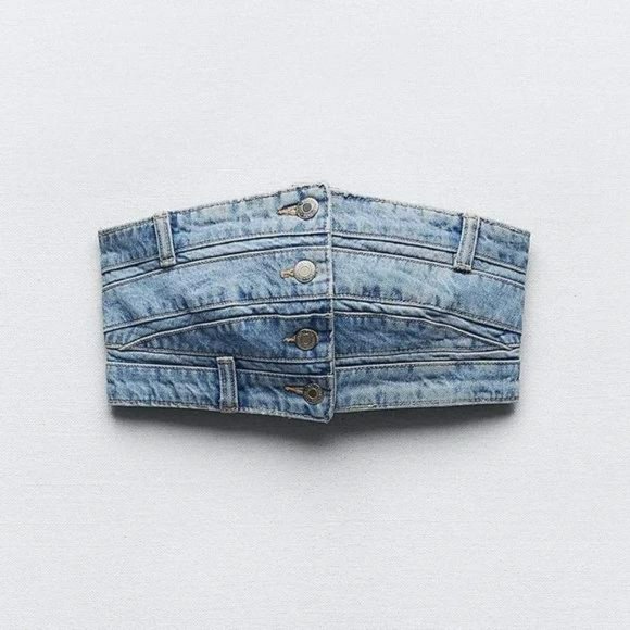 ZARA TRE DENIM BANDEAU TOP - Picture 2 of 5